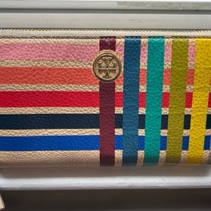 Tory Burch gold & multi colored wallet